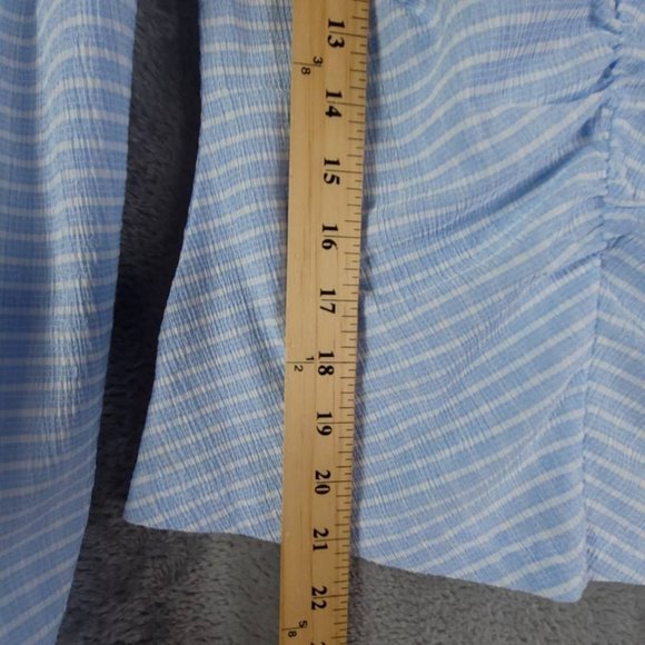 Vero Moda Womens Ellie Blouse Placid Blue White Stripe Ruched Long Sleeve XS New - Picture 4 of 10